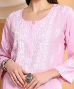 Haya Chikankari Rayon Co-ord Set (Pink) - Image 3