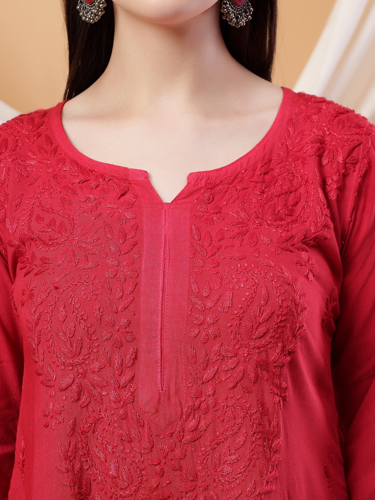 Meher Chikankari Ombre Rayon Co-ord Set (Maroon) - Image 2