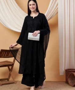 Farha Chikankari Premium Modal Co-ord Set (Black)