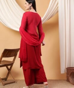 Meher Chikankari Ombre Rayon Co-ord Set (Maroon) - Image 4