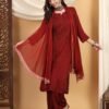 Farha Chikankari Premium Modal Co-ord Set (Maroon)