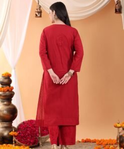 Priya Chikankari Kurta Palazzo Cotton Co-ord Set (Maroon) - Image 8