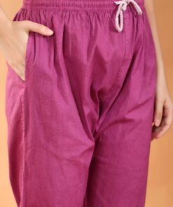 Ananya Chikankari Kurta Pant Cotton Co-ord Set (Wine) - Image 8