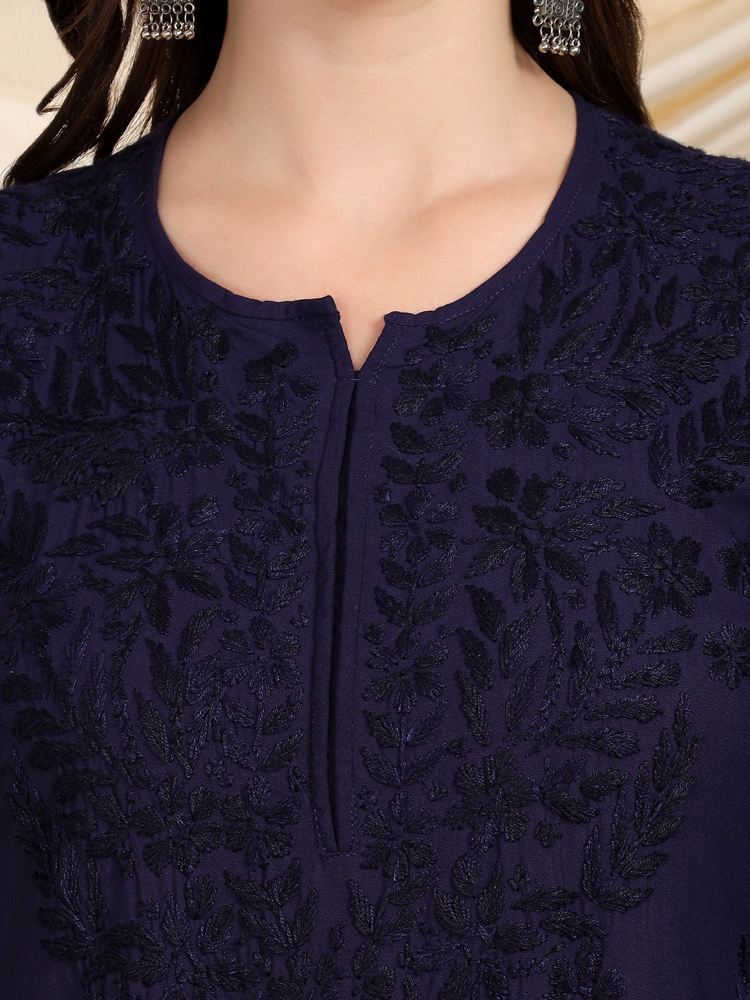 Faiza Chikankari Rayon Co-ord Set (Navy) - Image 2