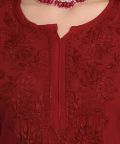 Farha Chikankari Premium Modal Co-ord Set (Maroon) - Image 4