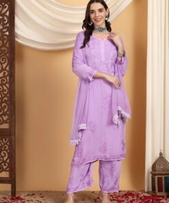 Farha Chikankari Premium Modal Co-ord Set (Lavender)