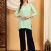 Misha Chikankari Modal Short Kurti (Pista Green)