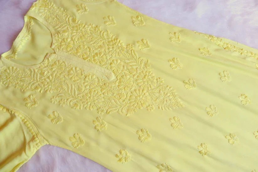 Aayat Pastel Yellow Rayon Kurta Pant set - Image 4