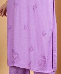 Meher Chikankari Ombre Rayon Co-ord Set (Lavender) - Image 5