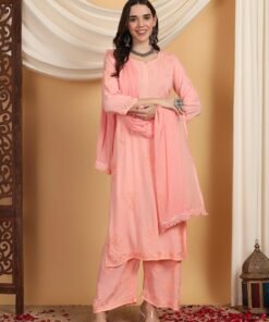 Farha Chikankari Premium Modal Co-ord Set (Peach)