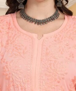 Farha Chikankari Premium Modal Co-ord Set (Peach) - Image 3