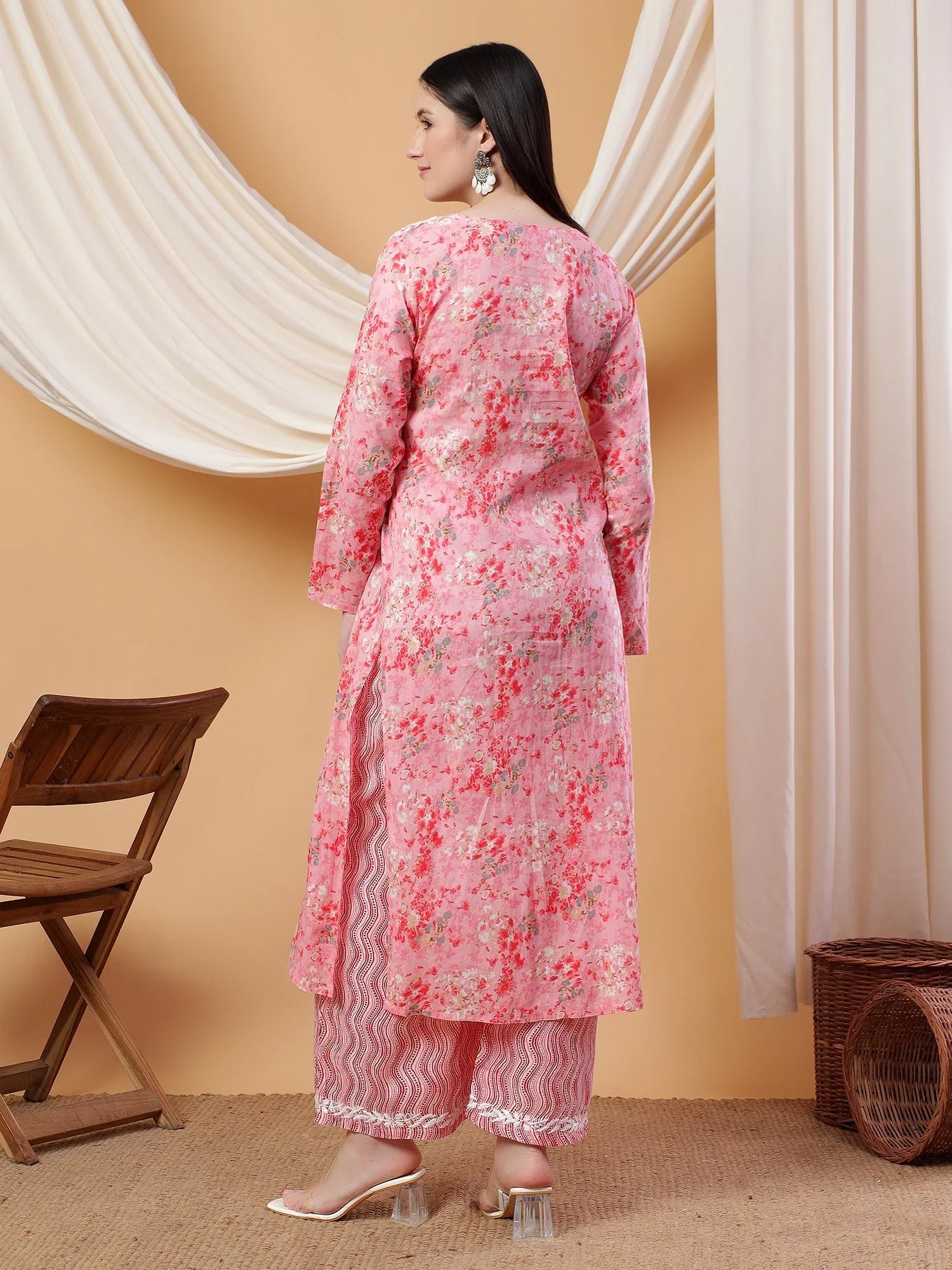 Anika Chikankari Mulmul Co-ord Set (Red) - Image 6