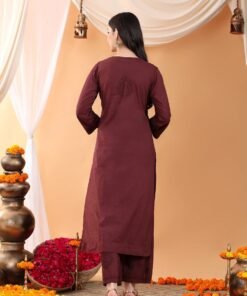 Priya Chikankari Kurta Palazzo Cotton Co-ord Set (Brown) - Image 7