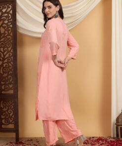 Farha Chikankari Premium Modal Co-ord Set (Peach) - Image 6