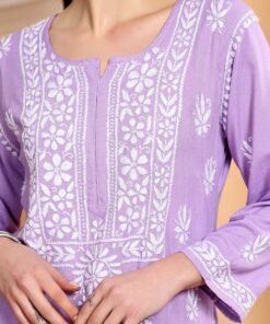 Haya Chikankari Rayon Co-ord Set (Lilac) - Image 4