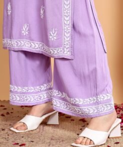 Haya Chikankari Rayon Co-ord Set (Lilac) - Image 5