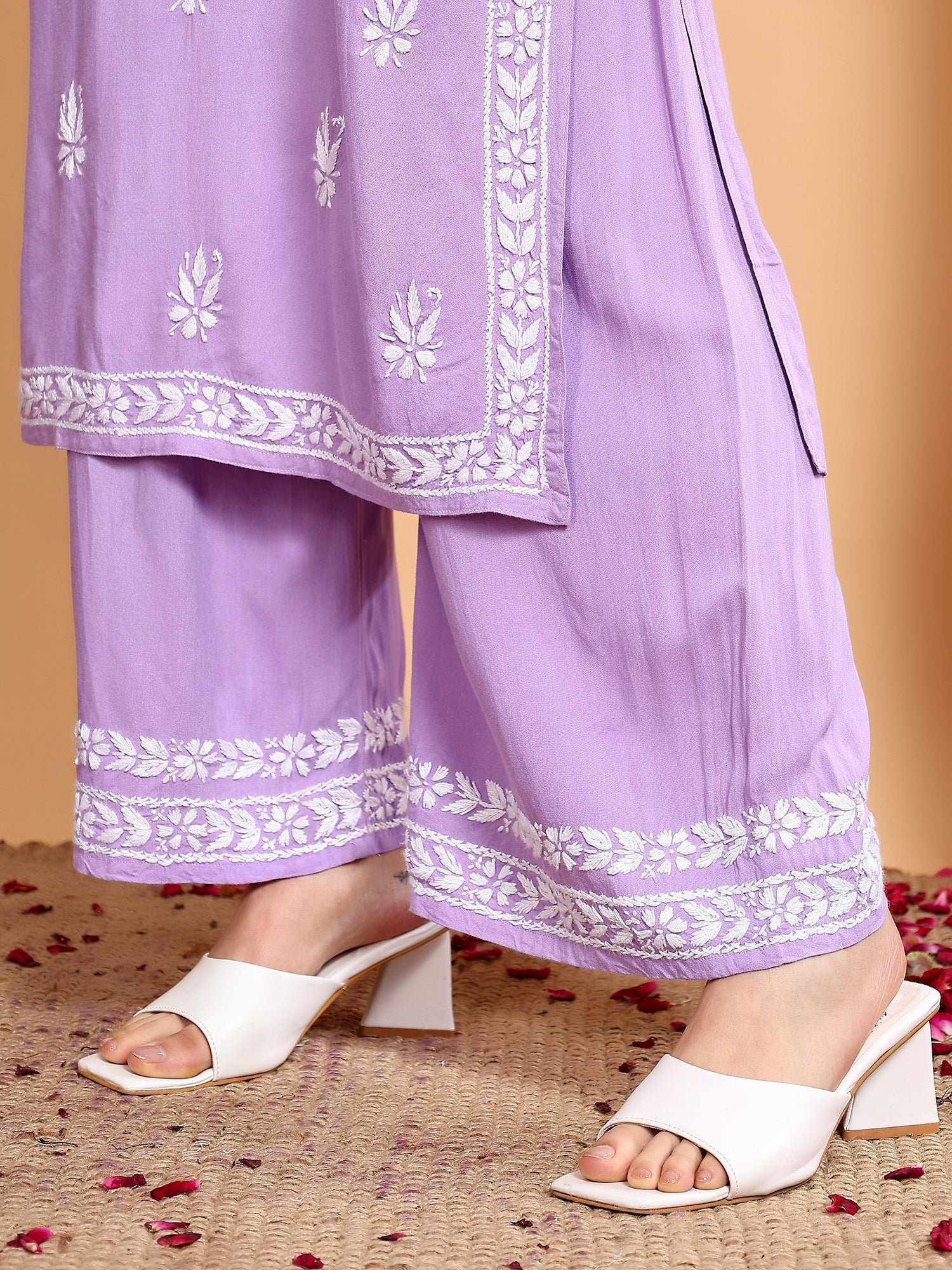 Haya Chikankari Rayon Co-ord Set (Lilac) - Image 5