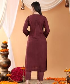 Ananya Chikankari Kurta Pant Cotton Co-ord Set (Brown) - Image 9