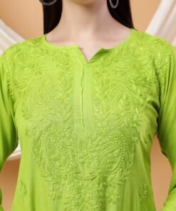 Meher Chikankari Ombre Rayon Co-ord Set (Green) - Image 3