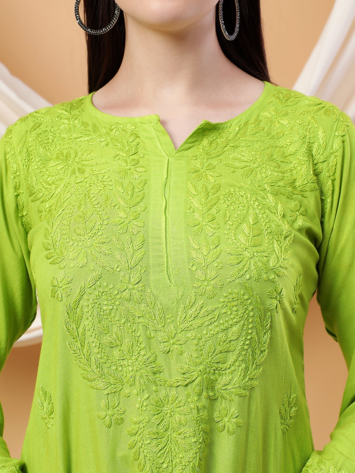 Meher Chikankari Ombre Rayon Co-ord Set (Green) - Image 3
