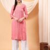 Alina Chikankari Modal Straight Kurta (Peach Pink)
