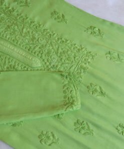 Aayat Lime Green Rayon Kurta Pant set - Image 3