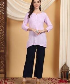 Misha Chikankari Modal Short Kurti (Lilac) - Image 5