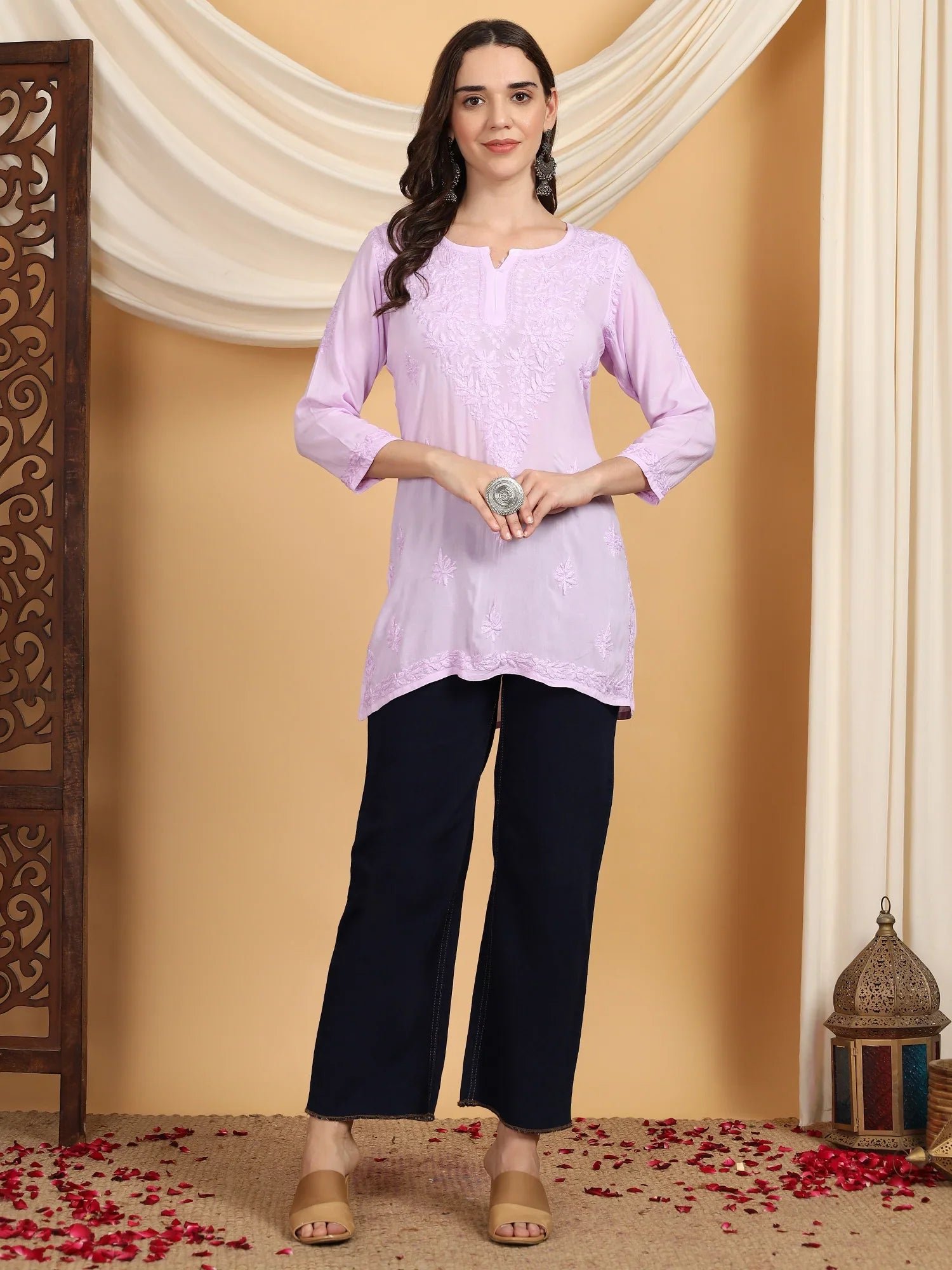 Misha Chikankari Modal Short Kurti (Lilac) - Image 5