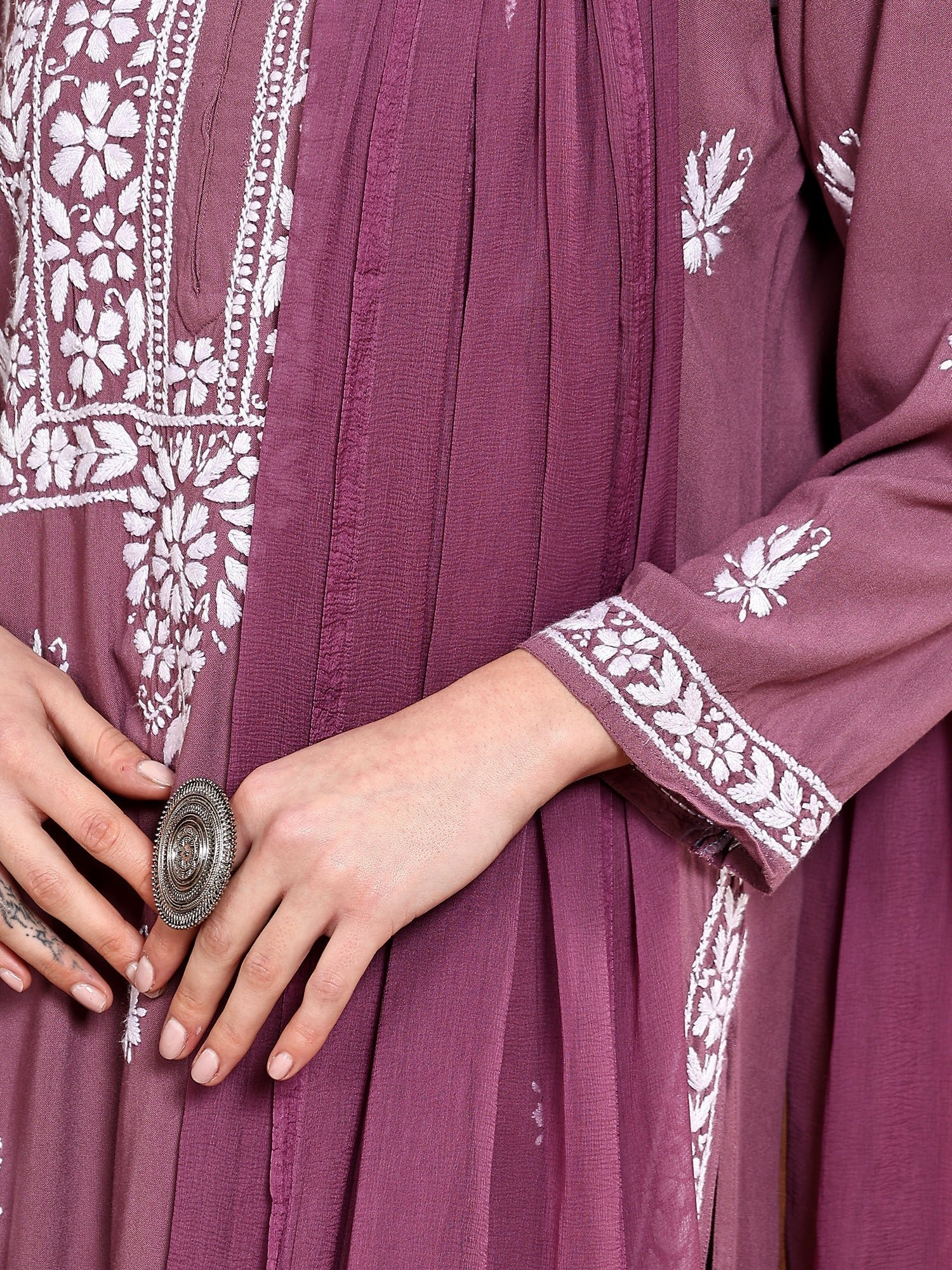 Haya Chikankari Rayon Co-ord Set (Mauve) - Image 3