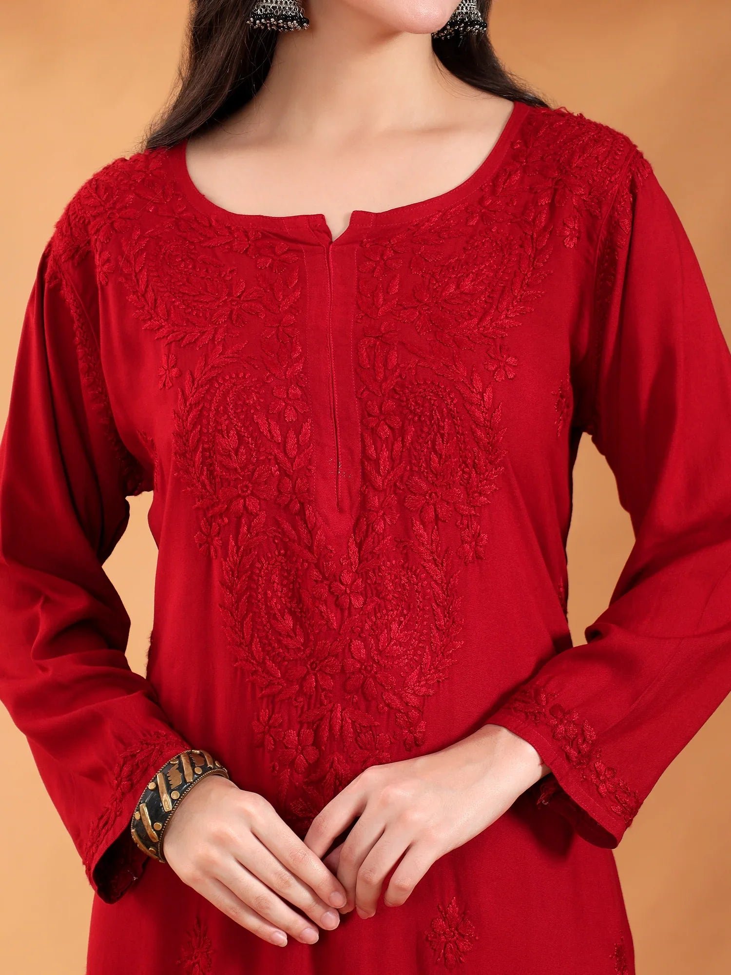 Maryam Chikankari Rayon Co-ord Set (Maroon) - Image 2