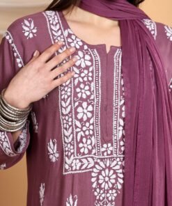 Haya Chikankari Rayon Co-ord Set (Mauve) - Image 4