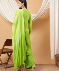 Meher Chikankari Ombre Rayon Co-ord Set (Green) - Image 5