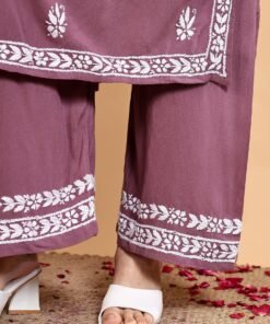 Haya Chikankari Rayon Co-ord Set (Mauve) - Image 5