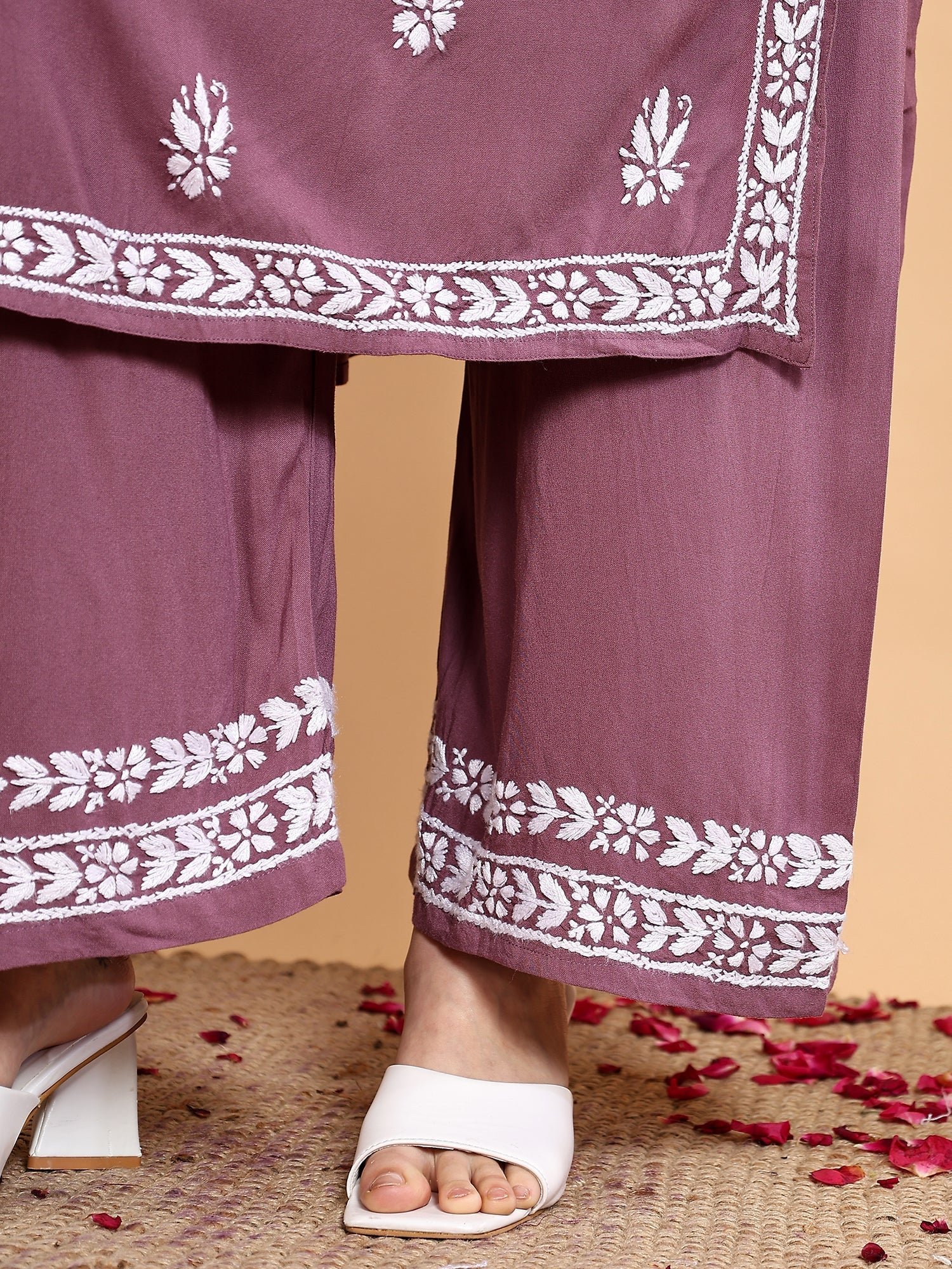 Haya Chikankari Rayon Co-ord Set (Mauve) - Image 5