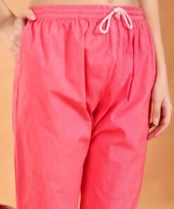 Ananya Chikankari Kurta Pant Cotton Co-ord Set (Coral) - Image 5