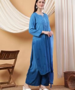 Meher Chikankari Ombre Rayon Co-ord Set (Green)