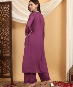 Farha Chikankari Premium Modal Co-ord Set (Wine) - Image 7