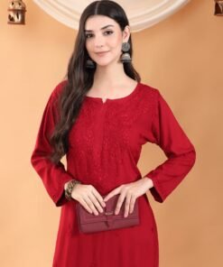Maryam Chikankari Rayon Co-ord Set (Maroon) - Image 4