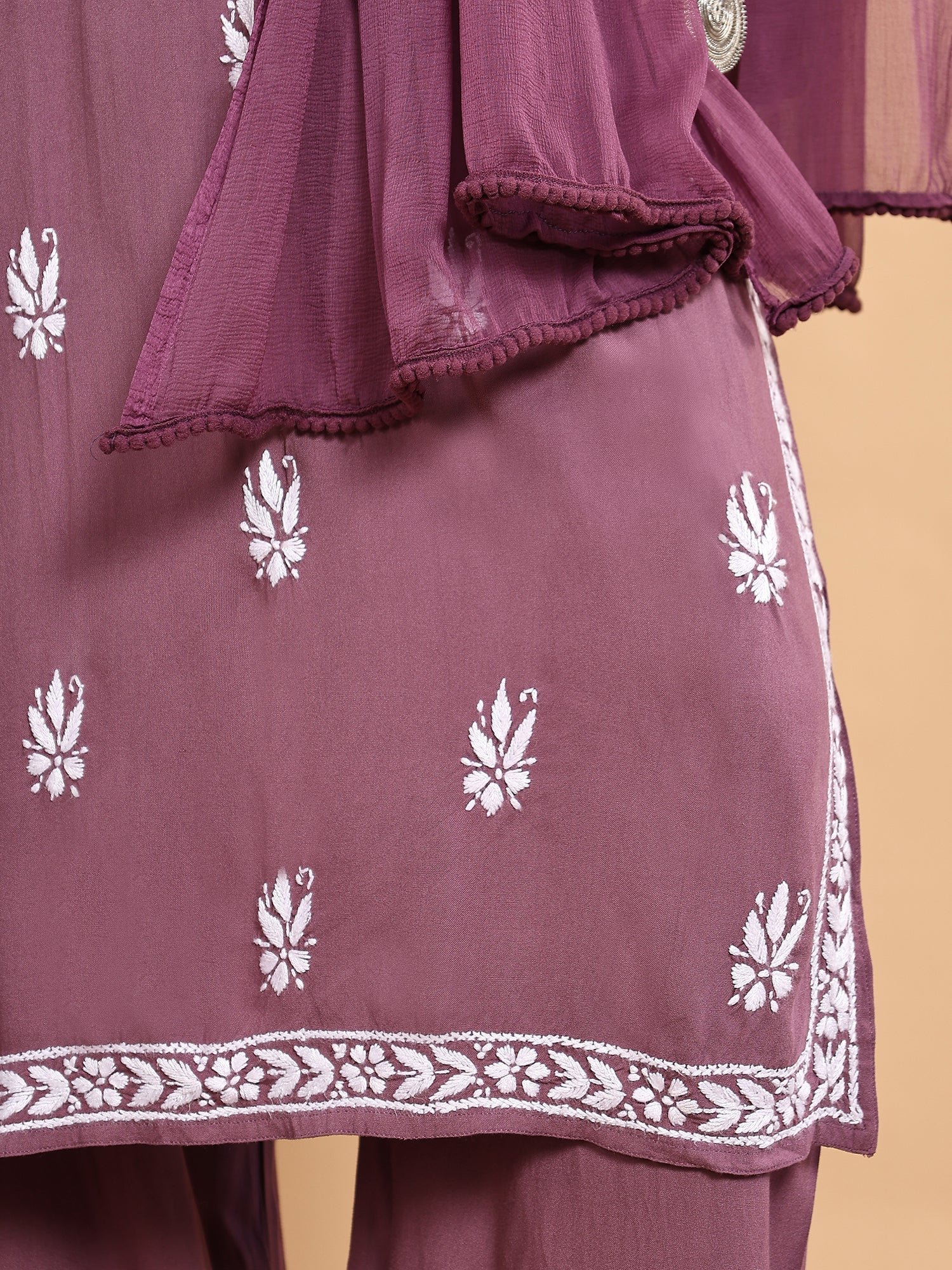 Haya Chikankari Rayon Co-ord Set (Mauve) - Image 6
