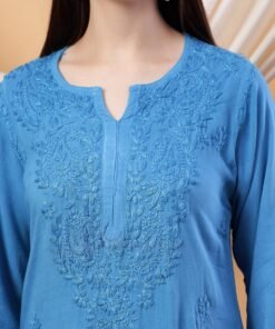 Meher Chikankari Ombre Rayon Co-ord Set (Green) - Image 3