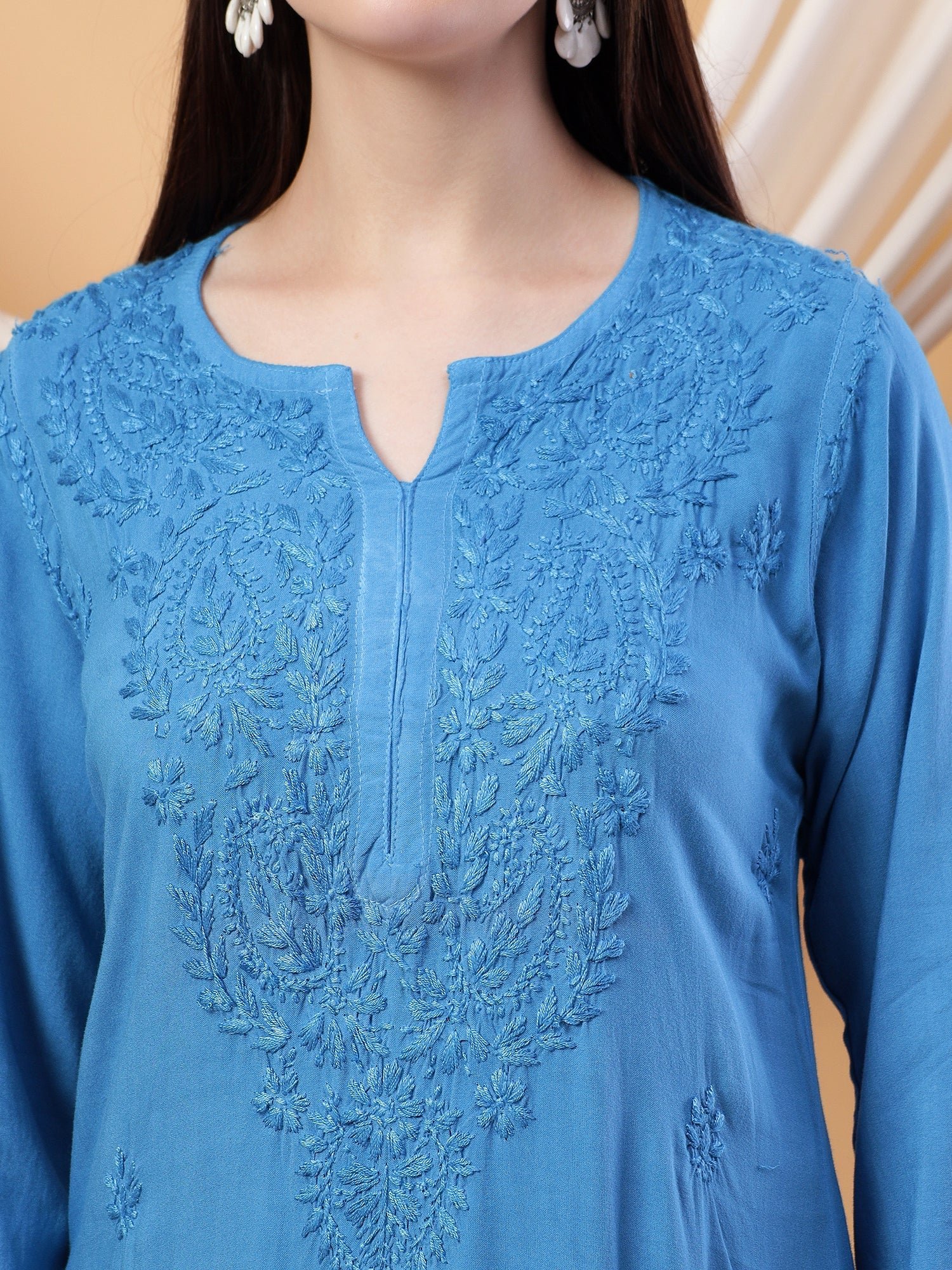 Meher Chikankari Ombre Rayon Co-ord Set (Green) - Image 3