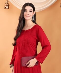Maryam Chikankari Rayon Co-ord Set (Maroon) - Image 6