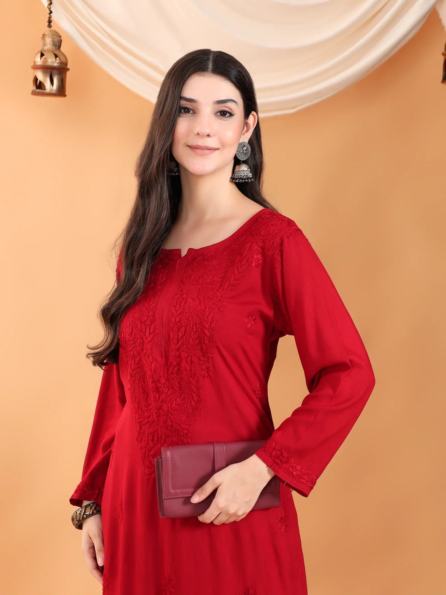 Maryam Chikankari Rayon Co-ord Set (Maroon) - Image 6