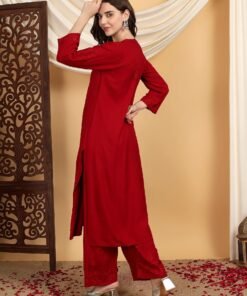 Faiza Chikankari Rayon Co-ord Set (Maroon) - Image 6
