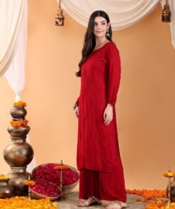 Maryam Chikankari Rayon Co-ord Set (Maroon) - Image 9