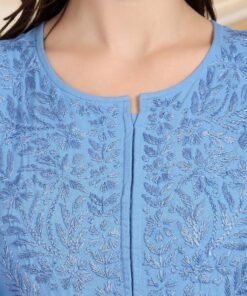 Faiza Chikankari Rayon Co-ord Set (Powder Blue) - Image 3