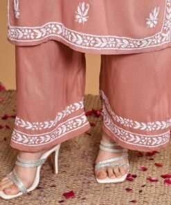 Haya Chikankari Rayon Co-ord Set (Nude Coral) - Image 5