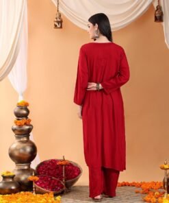 Maryam Chikankari Rayon Co-ord Set (Maroon) - Image 11