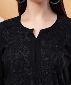 Meher Chikankari Ombre Rayon Co-ord Set (Black) - Image 3