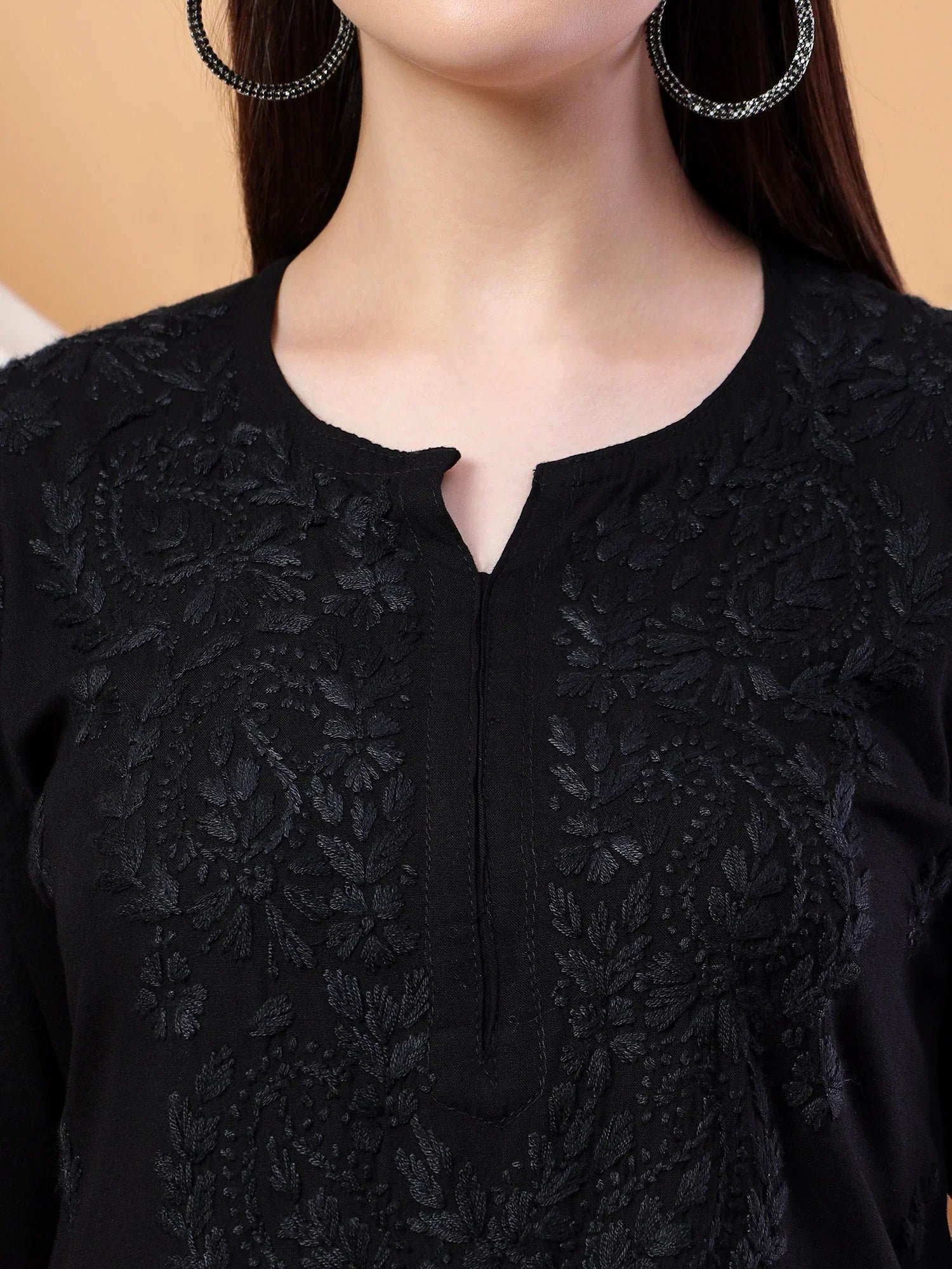 Meher Chikankari Ombre Rayon Co-ord Set (Black) - Image 3